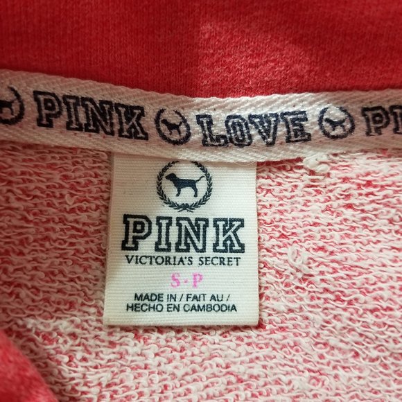 Victoria's Secret PINK sweatshirt Small dog logo graphic 1/4 zip collegiate - Picture 14 of 15